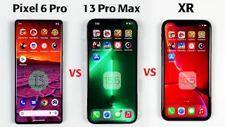 Pixel 6 Pro vs iPhone 13 Pro Max vs iPhone XR SPEED TEST - Google 6 Pro is INSANE!