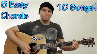 How to play the EASIEST 5 guitar chords + 10 songs!