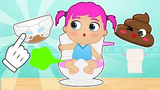 BABIES ALEX AND LILY 💩👶 Learn how to poo at bathroom