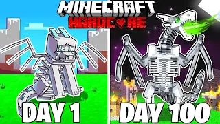 I Survived 100 DAYS as a SKELETON DRAGON in Minecraft Hardcore World... (Hindi) || AB