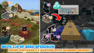 Minecraft pe 1.19 Op Seed Speedrun Village & Portal - Ancientcity - Found Fortress & Bastions nearby