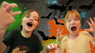 BAT ESCAPE 🦇 Don't get Lost in Niko's Lava Cave! Adley helps Dad build a Neighborhood in Minecraft!