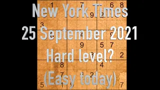 Sudoku solution – New York Times sudoku 25 September 2021 Hard level Easy today