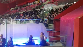 Alina Zagitova and her coaches right before her sp GPF 2019 torino