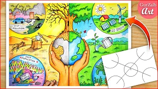 How to draw Earth Day Poster Drawing 🌎 / Save earth project chart making ideas / Easy way