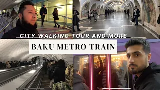 Baku metro train | Azerbaijan metro | baku city center walking tour