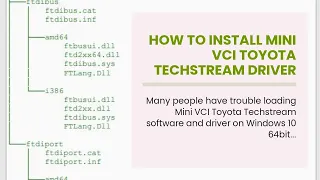 How to Install Mini VCI Toyota Techstream Driver on Win10 64bit?