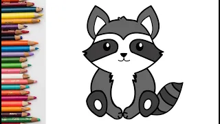 How to Draw a Cute Raccoon. NTB DRAW. Как Нарисовать Милого Енота.