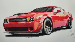 Drawing Dodge Challenger SRT Demon