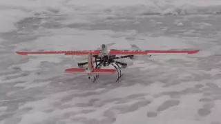 Неудачный эксперимент гибрида: квадрокоптер-самолет, с крыльями и хвостом.