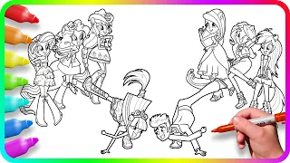 Coloring Pages EQUESTRIA GIRLS - Twilight Dance | How to color My Little Pony. Easy Drawing Tutorial