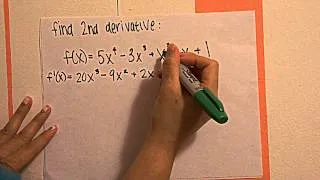 How to find the 2nd derivative of a polynomial function