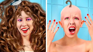 CRAZY GIRLY PROBLEMS WITH LONG NAILS || LONG HAIR VS SHORT HAIR || How to win The Beauty Contest