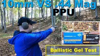 10mm VS .44 Magnum JHP - PPU Ammunition Ballistic Test