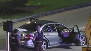 Two people were found dead in a bullet riddled car that crashed near Turnpike in SW Miami-Dade