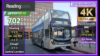 [Reading buses] greenline 702 ~ Reading Station ➝ Slough ➝ Central London【4K UW】