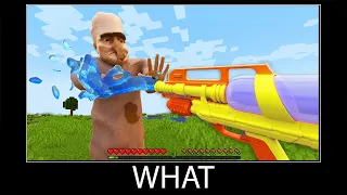 Minecraft wait what meme part 283 realistic minecraft water gun