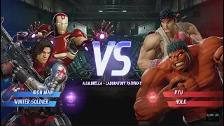 Iron Man and Winter Soldier and Red Hulk and RYU - MARVEL VS. CAPCOM: INFINITE