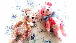 Easy, cute "Teddy Bear made of cloth" with free pattern and how-to video
