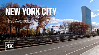 [4K] New York City 🗽 Autumn Walk - First Avenue [Nov. 2022]
