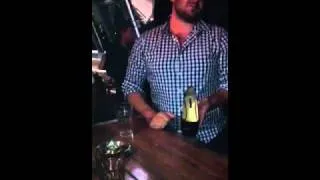 Guy drinking out of shoe