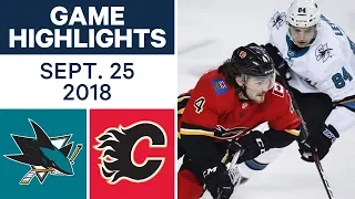 NHL Pre-season Highlights | Sharks vs. Flames - Sept. 25, 2018