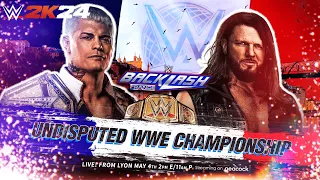 CODY RHODES VS AJ STYLES FOR UNDISPUTED TITLE AT BACKLASH - WWE 2K24 Livestream #wwe #wwe2k24