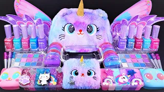 Galaxy Cat Unicorn Slime Mixing Random Cute, shiny things into slime #ASMR #Satisfying #slimevideos