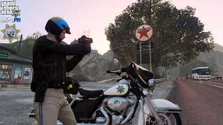 GTA V - LSPDFR 0.4.9🚔 - SAHP/CHP - Highway Bike Patrol - ProLaser Radar Gun - Arson of Property - 4K