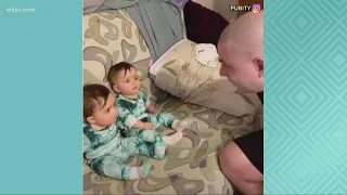 Check out this video! Twins don't recognize dad who shaved