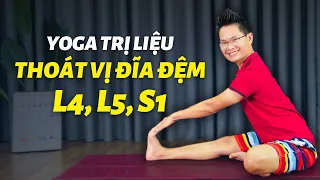 Yoga chữa Thoát vị đĩa đệm L4, L5, S1 (Trường hợp đau lưng nặng, Tập ngay trên giường) | Kim Ba Yoga