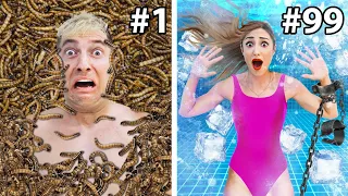 BROTHER VS SISTER DOING 100 FEARS IN 24 HOURS CRAZY SITUATIONS! MY BROTHER PRANKED ME!