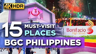 TOP 15 Must-Visit Places in BGC PHILIPPINES | The FULL Bonifacio Global City Tour【4K HDR】