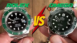 Finally an Answer! Which one is Better?? Rolex Submariner vs Omega Seamaster Starbucks Seaweed watch