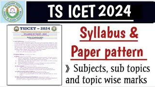 TS ICET 2024 Syllabus & Paper pattern||TS ICET syllabus