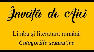 Învaţă de aici   Limba și literatura română  - Categoriile semantice