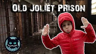 Old Joliet Prison Abandoned - Spooky rainy tour with 6 year old Robbie