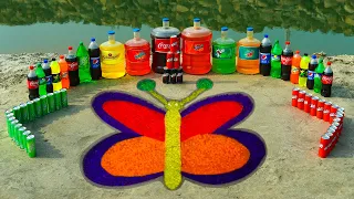 How to make Giant Butterfly with Rainbow Orbeez, Mtn Dew, Fanta, Mirinda, 7up, Coca Cola vs Mentos