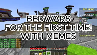 Bedwars For The 1st Time!!!! #funny #memes #minecraft #bedwards
