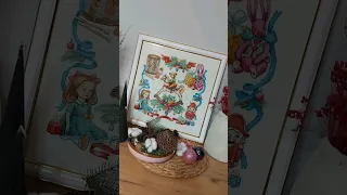 Процесс оформления вышивки в раму, натяжка, #diy #crossstich #вышивка