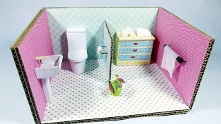 Toilet | DIY Cardboard | How to Make Miniature Toilet Bathroom