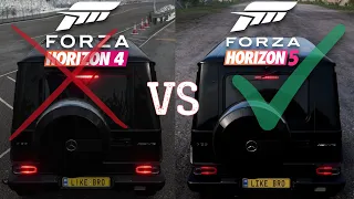 Forza Horizon 5 vs 4 gameplay and engine sounds comparison Mercedes G65 AMG