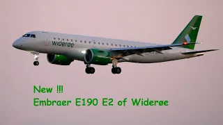 New Embraer E190 E2 of Widerøe landing in Munich on runway 08L