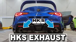 HKS Dual Muffer Exhaust Install And Sound On A90 Supra