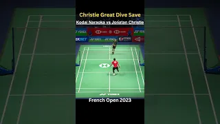 Christie Great Dive Save｜Kodai Naraoka vs Jonatan Christie | French Open 2023