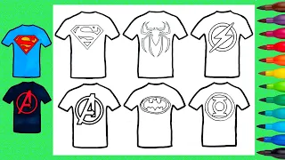 Superheroes T Shirt Coloring: Spiderman,Flash, The Avengers
