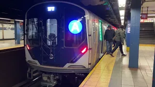 MTA NYC Subway Kawasaki R211 A Train Action In Midtown Manhattan (1/24/24)