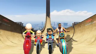 MOTU PATLU AND ZON FRANKLIN IMPOSSIBLE RACE TRIED UNLIMITED RAMP RACE CHALLENGE GTA V #33