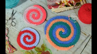 (Spiral circle of 2 and 3 colors) Techniques, Crochet and many Tips.