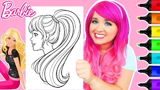Coloring Barbie GIANT Coloring Page | Ohuhu Paint Markers